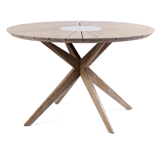 Sachi Outdoor 48" Round Dining Table in Light Eucalyptus Wood & Concrete