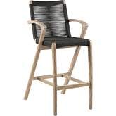 Nabila 26.5" Outdoor Counter Stool in Light Eucalyptus & Charcoal Rope