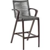 Nabila 26.5" Outdoor Counter Stool in Dark Eucalyptus & Grey Rope