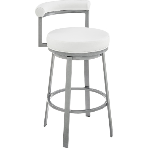 Neura 26" Swivel Counter Stool in Cloud Finish & White Leatherette