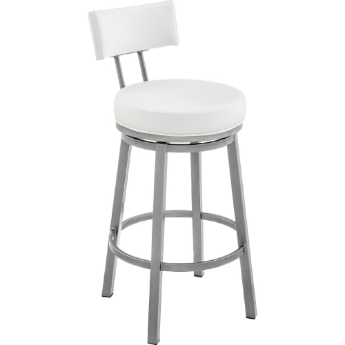 Dalza 26" Swivel Counter Stool in Cloud Finish & White Leatherette