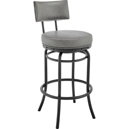 Rees 30" Swivel Bar Stool in Black Finish & Grey Leatherette