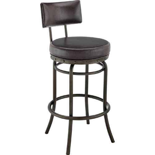 Rees Swivel Bar Stool in Mocha Finish & Brown Leatherette