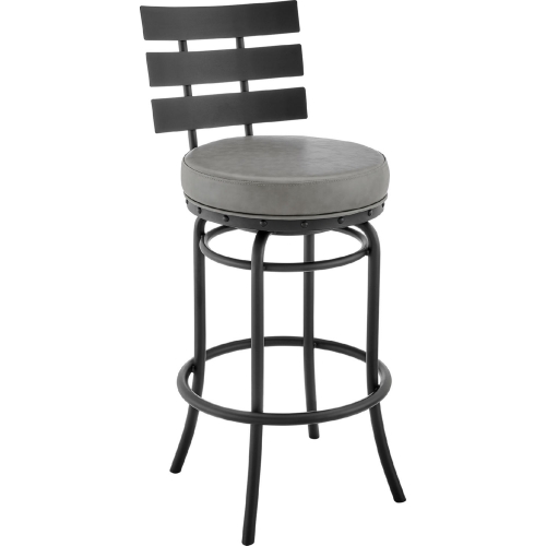 Natya 26" Swivel Counter Stool in Black Finish & Grey Leatherette