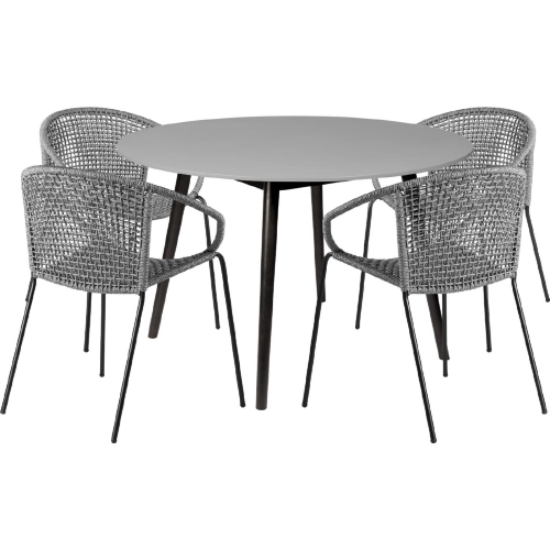 Sydney & Snack 5 Piece Outdoor Dining Set in Black Eucalyptus & Grey Rope