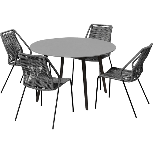 Sydney & Clip 5 Piece Outdoor Dining Set in Black Eucalyptus & Grey Rope