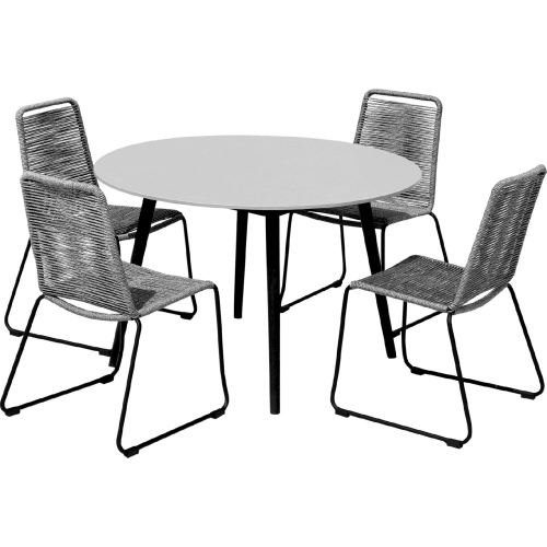 Sydney & Shasta 5 Piece Outdoor Dining Set in Black Eucalyptus & Grey Rope