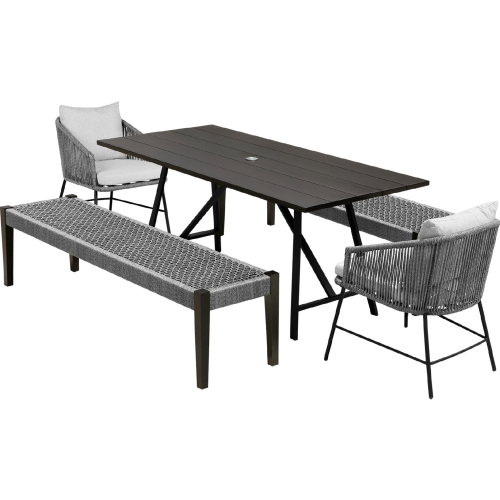 Koala Calica & Camino 5 Piece Outdoor Dining Set in Eucalyptus, Rope & Grey Fabric