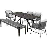 Koala Calica & Camino 6 Piece Outdoor Dining Set in Eucalyptus, Rope & Grey Fabric