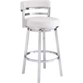 Titana 26" Swivel Counter Stool White Leatherette & Brushed Stainless Steel