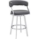 Dione 30" Swivel Bar Stool Grey Leatherette & Brushed Stainless Steel