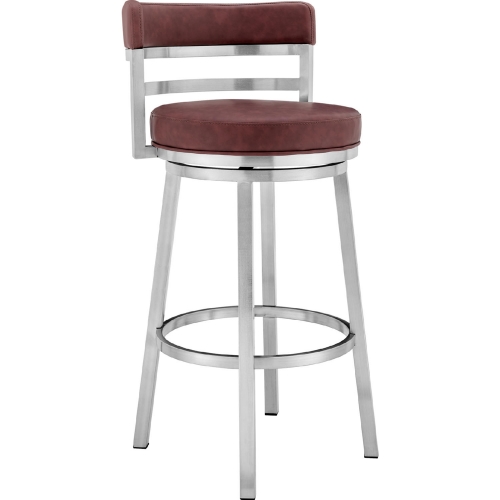 Titana 26" Swivel Counter Stool Red Leatherette & Brushed Stainless Steel