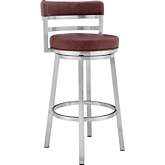 Titana 26" Swivel Counter Stool Red Leatherette & Brushed Stainless Steel