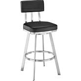 Jinab Swivel 26" Counter Stool in Brushed Stainless Steel & Black Leatherette