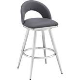 Lottech 26" Swivel Counter Stool in Brushed Stainless Steel & Grey Leatherette