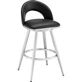 Lottech 30" Swivel Bar Stool in Brushed Stainless Steel & Black Leatherette