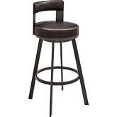 Lynof Swivel Bar Stool in Brown Metal & Brown Leatherette