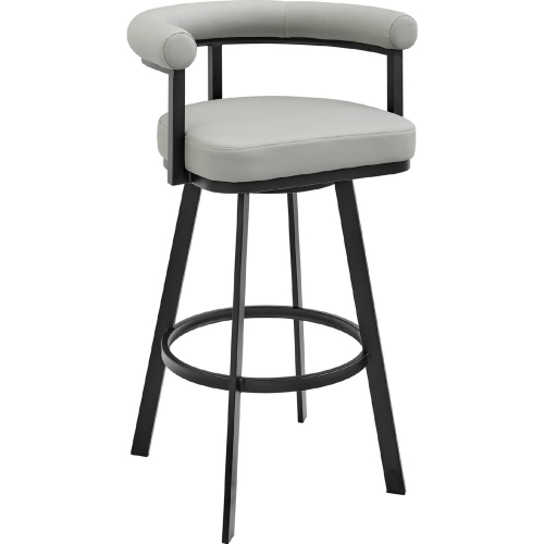 Nolagam Swivel Bar Stool in Black Metal & Light Grey Leatherette