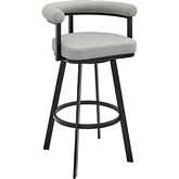 Nolagam Swivel Bar Stool in Black Metal & Light Grey Leatherette