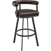 Nolagam Swivel Bar Stool in Brown Metal & Brown Leatherette