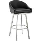 Noran 29.5" Swivel Bar Stool in Brushed Stainless Steel & Black Leatherette