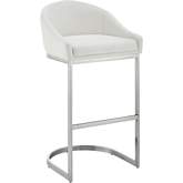 Atherik 28" Bar Stool in Brushed Stainless Steel & White Leatherette