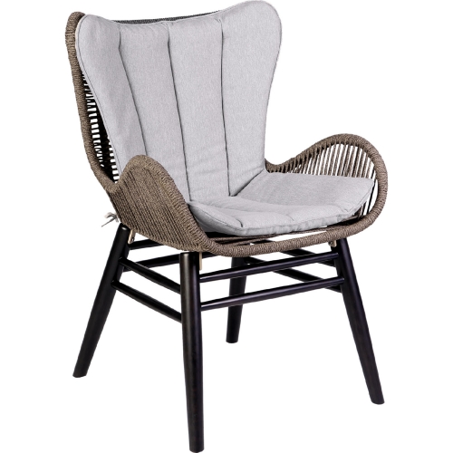 Fanny Outdoor Dining Chair in Dark Eucalyptus, Truffle Rope & Grey Fabric