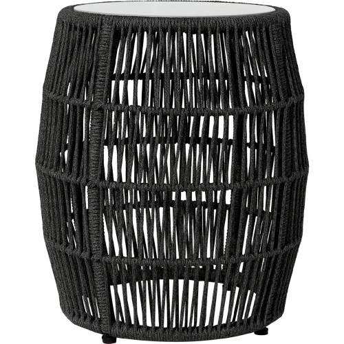 Emory Indoor Outdoor End Table in Charcoal Rope & Grey Stone