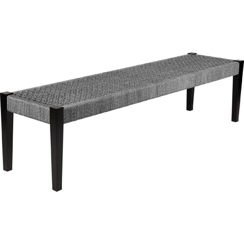 Camino Indoor Outdoor Dining Bench in Eucalyptus & Grey Rope