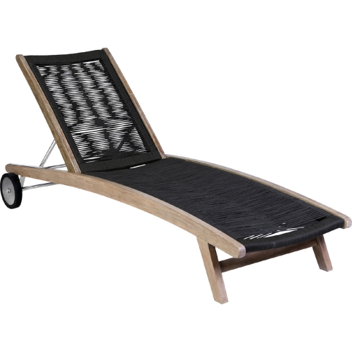 Chateau Outdoor Adjustable Chaise Lounge Chair in Eucalyptus & Charcoal Rope