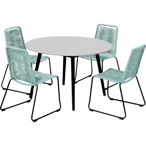 Sydney & Shasta 5 Piece Outdoor Dining Set in Black Eucalyptus & Wasabi Rope