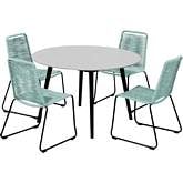 Sydney & Shasta 5 Piece Outdoor Dining Set in Black Eucalyptus & Wasabi Rope