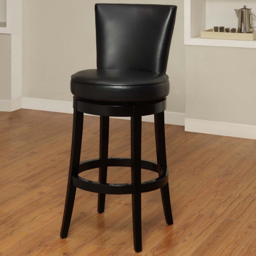 Boston 26" Swivel Counter Stool in Black Leather (Set of 2)