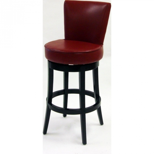 Boston 30" Swivel Bar Stool in Red Leather (Set of 2)