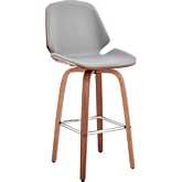 Arabela 26" Swivel Counter Stool in Gray Leatherette & Walnut Finish