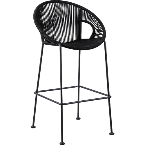 Acapulco Indoor Outdoor 26" Counter Stool in Black Rope & Black Steel (Set of 2)