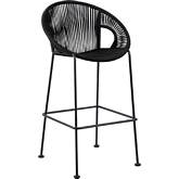 Acapulco Indoor Outdoor 26" Counter Stool in Black Rope & Black Steel (Set of 2)