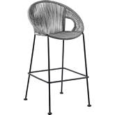 Acapulco Indoor Outdoor 26" Counter Stool in Gray Rope & Black Steel (Set of 2)