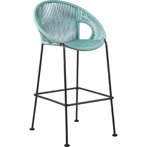 Acapulco Indoor Outdoor 26" Counter Stool in Wasabi Rope & Black Steel (Set of 2)