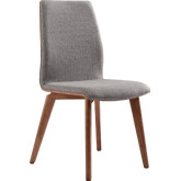 Archie Dining Chair in Walnut Finish Wood & Gray Fabric (Set of 2)