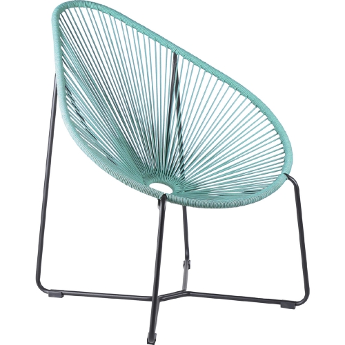 Acapulco Indoor Outdoor Papasan Lounge Chair in Wasabi Rope & Black Steel