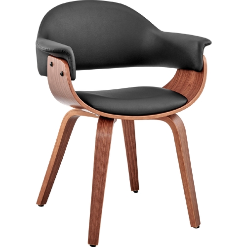 Adalyn Dining Chair in Black Leatherette & Walnut Finish