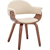 Adalyn Dining Chair in Cream Leatherette & Walnut Finish