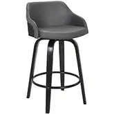 Alec 26" Swivel Counter Stool in Black Brush Wood Finish & Grey Leatherette