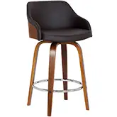 Alec 26" Swivel Counter Stool in Walnut Wood Finish & Brown Leatherette