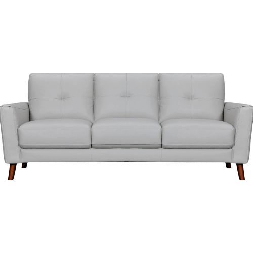 Almafi 82" Sofa in Dove Gray Leather & Wood