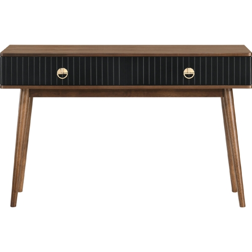 Amigo Console Table in Black Veneer & Walnut Finish