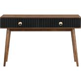 Amigo Console Table in Black Veneer & Walnut Finish