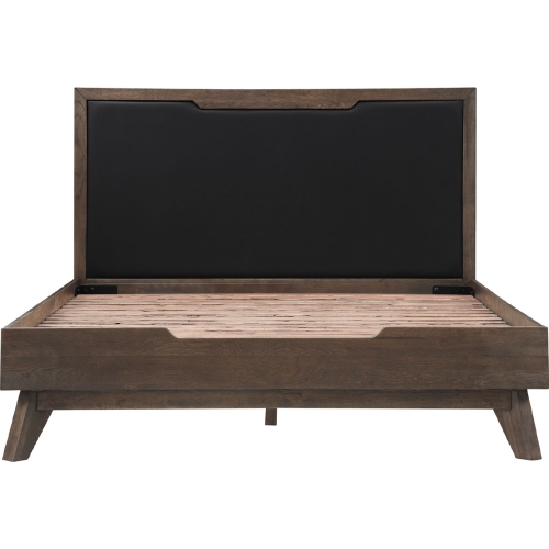 Astoria Queen Platform Bed Frame in Oak & Black Leatherette