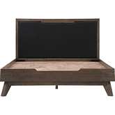 Astoria Queen Platform Bed Frame in Oak & Black Leatherette